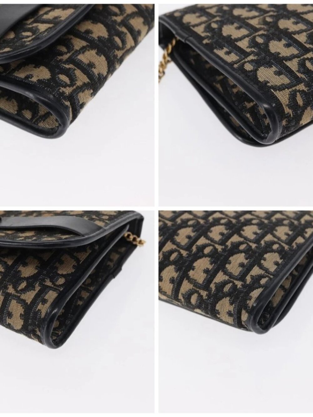 Christian Dior Trotter Canvas Chain Shoulder Bag Navy Gold Auth 162506A - Picture 16 of 16